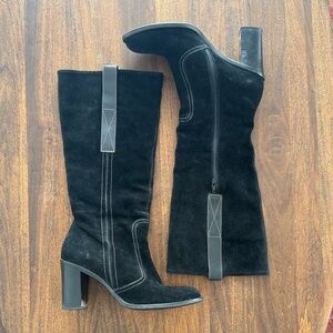 Franco Sarto Black Suede Heeled Boots